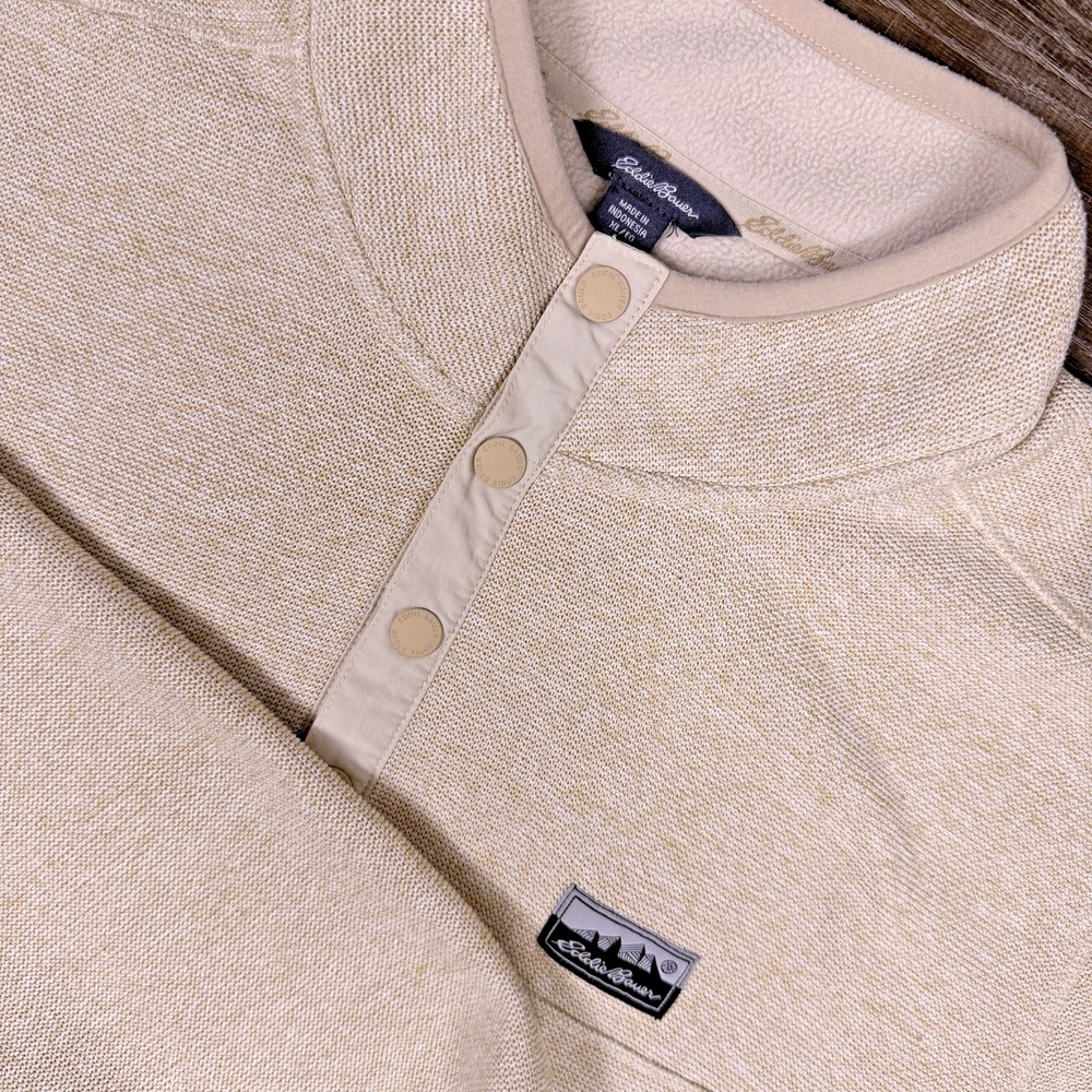 Eddie Bauer Sweater Mens XL 1/4 Snap Fleece Pullover Outdoor Hike Sweatshirt